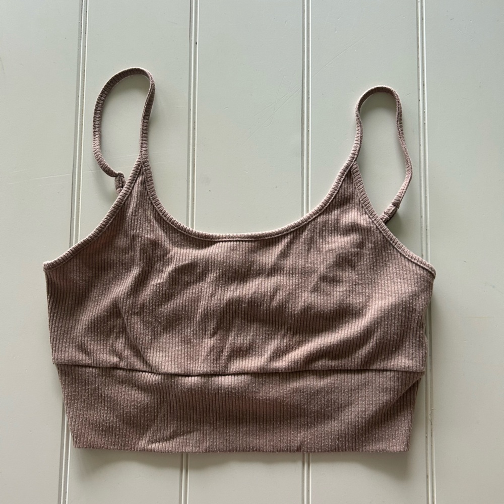 Forever 21 Ribbed Brown Crop Top